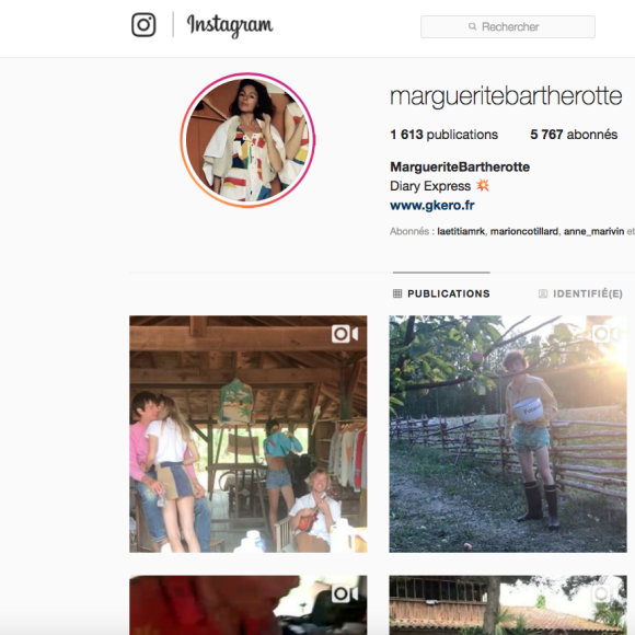 Capture d'écran du compte public de Marguerite Bartherotte, une amie de Marion Cotillard qui a publié deux photos de Marcel.