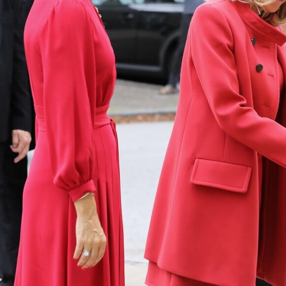 Brigitte Macron et la princesse Mary de Danemark lors de leur visite à l'Académie royale danoise des beaux-arts (Ecole de design) à Copenhague le 28 août 2018 dans le cadre de la visite d'Etat du couple présidentiel français au Danemark. © Dominique Jacovides / Bestimage