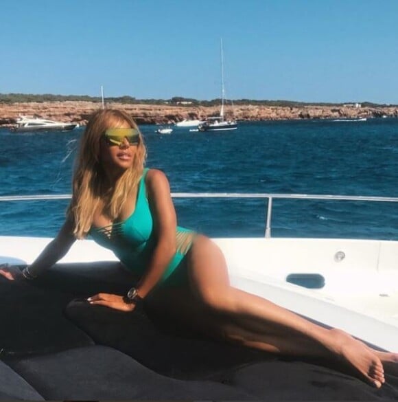 Cathy Guetta en sortie en mer à Ibiza, août 2018