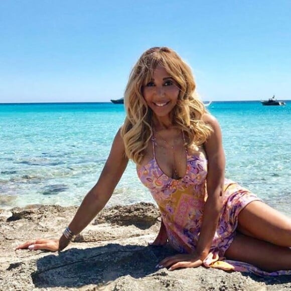 Cathy Guetta sur l'île de Formentera, le 22 juin 2018