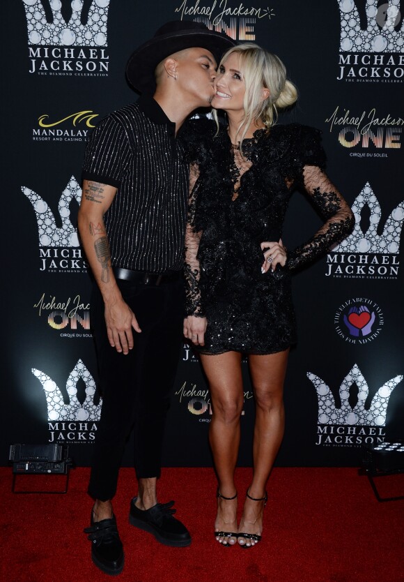 Evan Ross et sa femme Ashlee Simpson à la soirée Michael Jackson Diamond Birthday Celebration au Mandalay Bay Resort and Casino à Las Vegas, le 29 août 2018