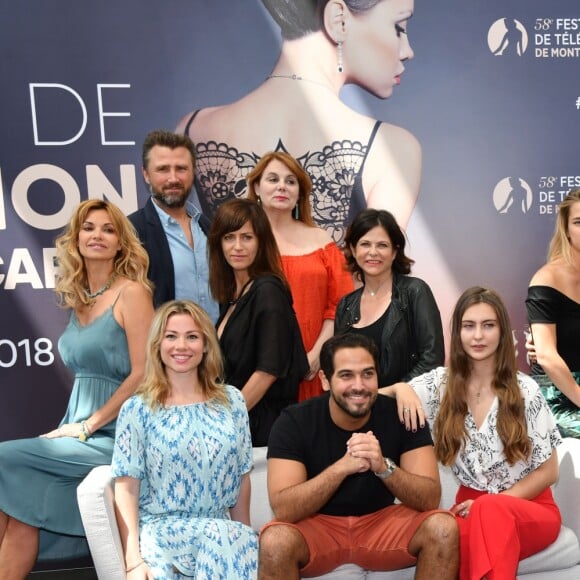 Ingrid Chauvin, Maud Baecker, Alexandre Brasseur, Anne Caillon, Samy Gharbi, Ariane Seguillon, Charlotte Valandrey, Garance Teillet, Solène Hébert et Lorie Pester durant un photocall pour la série "Demain nous appartient" dans le cadre du 58ème Festival de Télévision de Monte Carlo au Grimaldi Forum à Monaco le 16 juin 2018. © Bruno Bebert / Bestimage