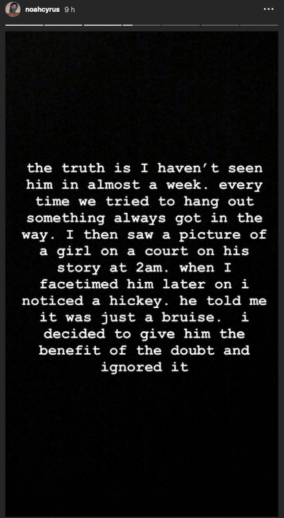 Noah Cyrus se défend d'avoir trompé son petit ami Lil Xan. Le 3 septembre 2018.