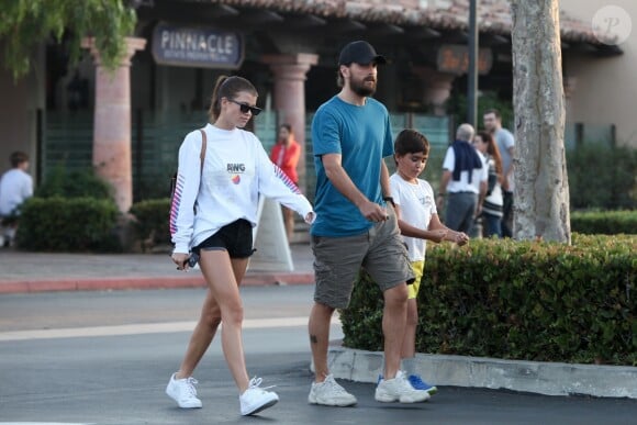 Exclusif - Scott Disick est allé déjeuner avec sa compagne Sofia Richie et son fils Mason au restaurant Bui Sushi à Malibu, le 5 août 2018