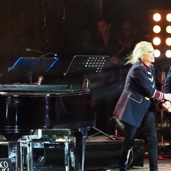 Véronique Sanson avec Alain Souchon lors de l'ouverture du festival des Francofolies de La Rochelle le 11 juillet 2018