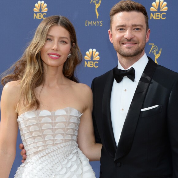 Jessica Biel et son mari Justin Timberlake au 70ème Primetime Emmy Awards au théâtre Microsoft à Los Angeles, le 17 septembre 2018.