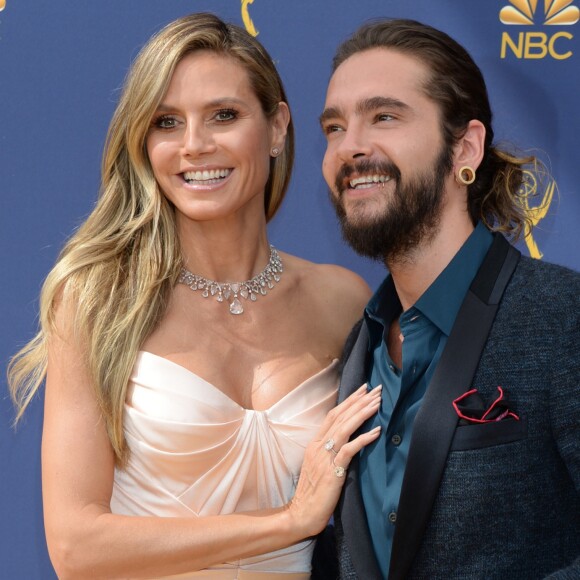 Heidi Klum et son compagnon Tom Kaulitz au 70ème Primetime Emmy Awards au théâtre Microsoft à Los Angeles, le 17 septembre 2018.