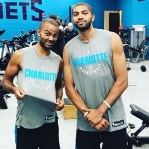 Tony Parker et Nicolas Batum, nouvelle recre des Charlotte Hornets. Le 30 août 2018.