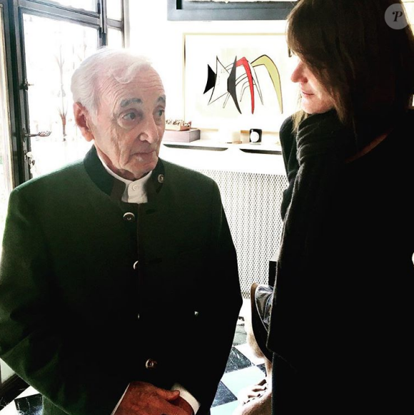 Carla Bruni et Charles Aznavour. Photo postée par la chanteuse sur son compte Instagram en mars 2018.