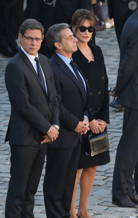 Nicolas Sarkozy et Carla Bruni Sarkozy - Arrivées à l'hommage national à Charles Aznavour à l'Hôtel des Invalides à Paris. Le 5 octobre 2018 © Jacovides-Moreau / Bestimage