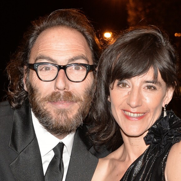 Romane Bohringer et son compagnon Philippe Rebbot - Personnalités lors de la 10ème cérémonie des Globes de Cristal au Lido à Paris, le 13 avril 2015.