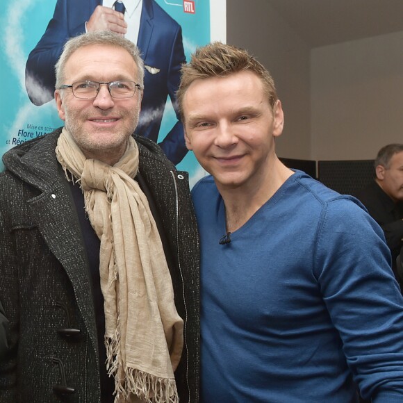 Laurent Ruquier et JeanFi Janssens au cocktail après la générale du spectacle "JeanFi (Janssens) Décolle" à l'Alhambra à Paris, le 7 décembre 2017. © Giancarlo Gorassini/Bestimage