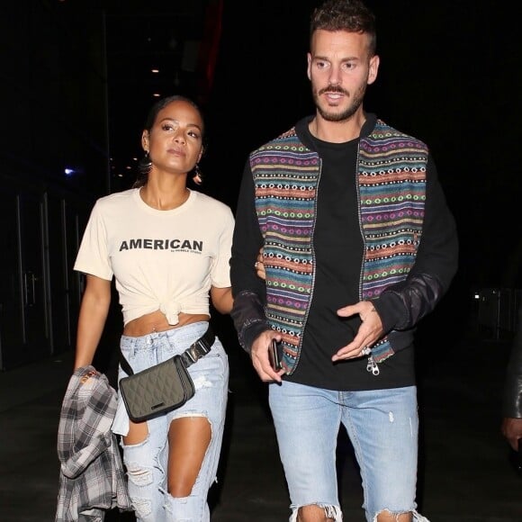 Christina Milian et son compagnon Matt Pokora (M. Pokora) à leur arrivée au concert de Drake et Migos à Los Angeles. Le 14 octobre 2018.