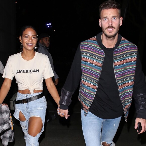 Christina Milian et son compagnon Matt Pokora (M. Pokora) à leur arrivée au concert de Drake et Migos à Los Angeles. Le 14 octobre 2018.