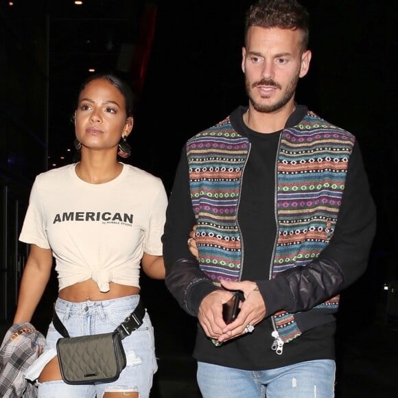 Christina Milian et son compagnon Matt Pokora (M. Pokora) à leur arrivée au concert de Drake et Migos à Los Angeles. Le 14 octobre 2018.