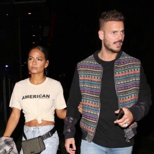 Christina Milian et son compagnon Matt Pokora (M. Pokora) à leur arrivée au concert de Drake et Migos à Los Angeles. Le 14 octobre 2018.