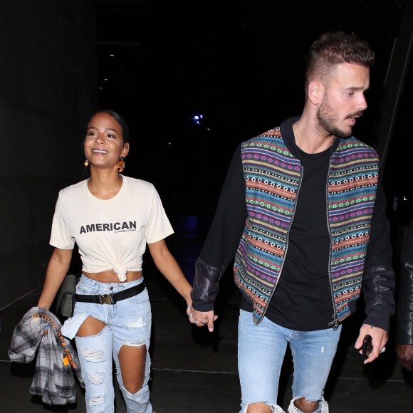 Christina Milian et son compagnon Matt Pokora (M. Pokora) à leur arrivée au concert de Drake et Migos à Los Angeles. Le 14 octobre 2018.