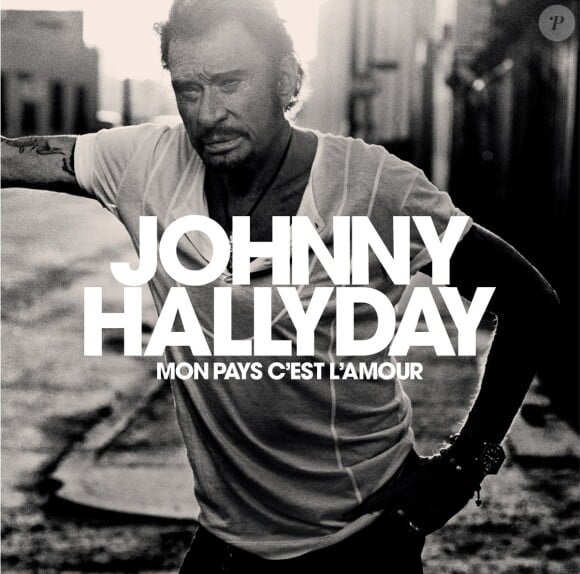 Pochette de l'album posthume de Johnny Hallyday, "Mon pays c'est l'amour", sortie prévue le 19 octobre 2018.