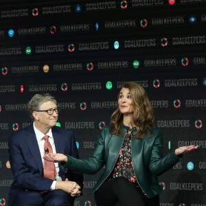 Le Président de la République Emmanuel Macron participe à l'événement des Goalkeepers avec Bill et Melinda Gates, le 26 septembre 2018, à New-York, Etats-Unis. © Stéphane Lemouton / Bestimage