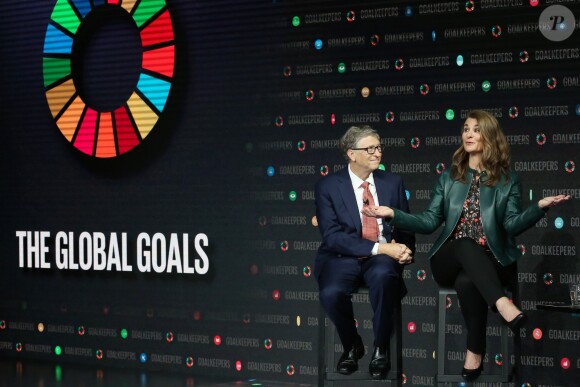 Le Président de la République Emmanuel Macron participe à l'événement des Goalkeepers avec Bill et Melinda Gates, le 26 septembre 2018, à New-York, Etats-Unis. © Stéphane Lemouton / Bestimage