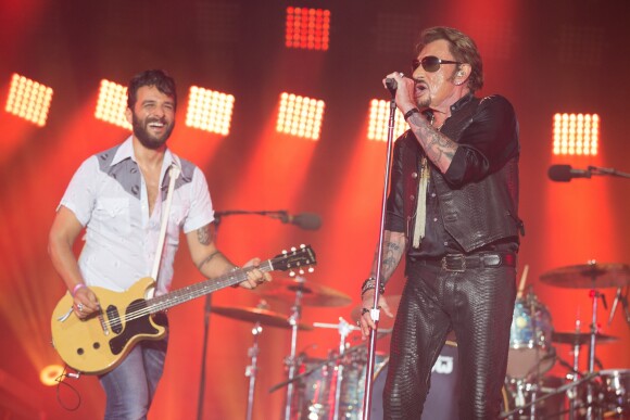 Exclusif - Maxim Nucci - Johnny Hallyday en concert au Big Festival à Biarritz. Le 17 juillet 2015