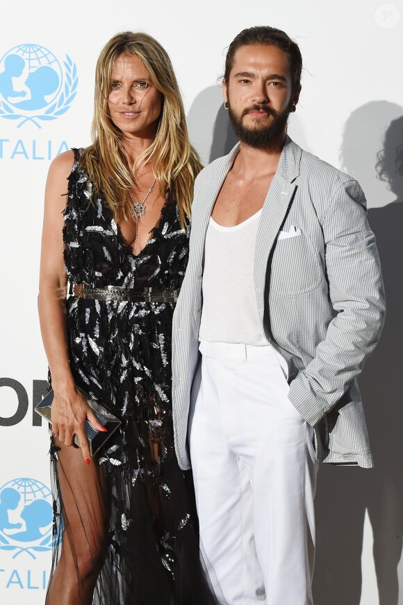 Heidi Klum et son compagnon Tom Kaulitz - Photocall de la soirée de gala Unicef à Porto Cervo. Le 10 août 2018.