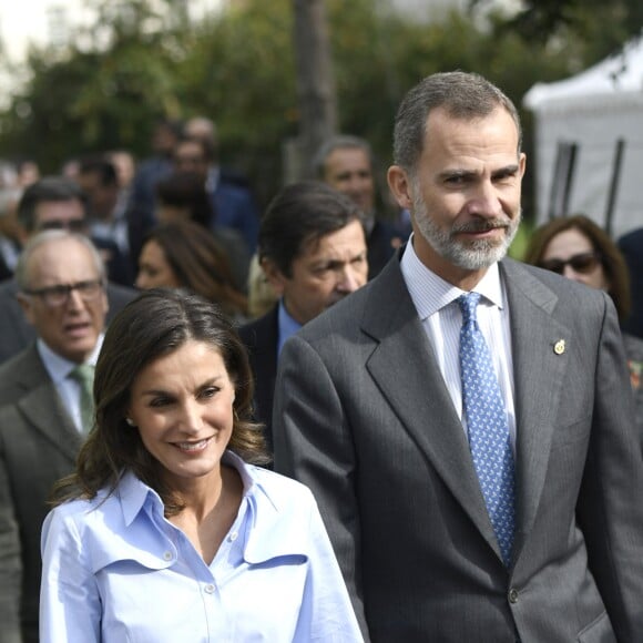 Le roi Felipe VI et la reine Letizia d'Espagne visitent le village de Moal, élu "plus beau village Asturien", le 20 octobre 2018.