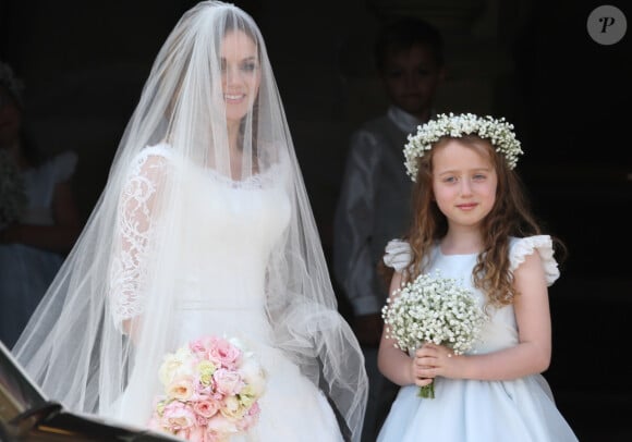 Geri Halliwell et sa fille Bluebell - Mariage de Geri Halliwell et Christian Horner en l'église de Woburn le 15 mai 2015