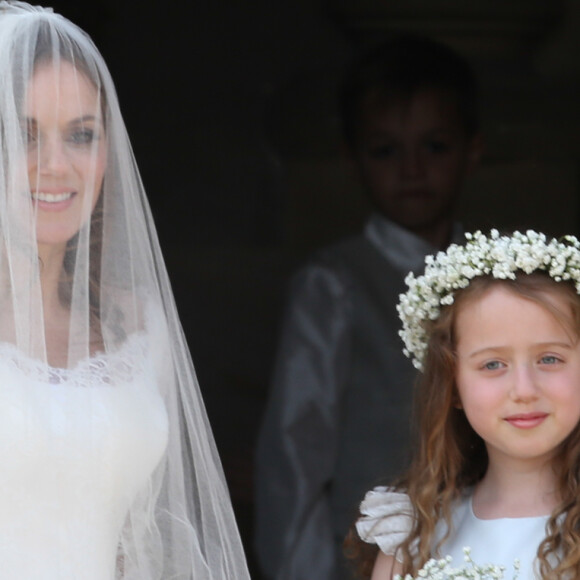 Geri Halliwell et sa fille Bluebell - Mariage de Geri Halliwell et Christian Horner en l'église de Woburn le 15 mai 2015