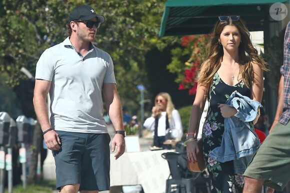 Exclusif - Chris Pratt et sa compagne Katherine Schwarzenegger vont déjeuner avec Jack, le fils de Chris et Patrick, le frère de Katherine à Santa Monica le 21 octobre 2018.