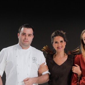 Gaëtan Fiard, Joyce Jonathan, Solène Martin - Défilé du 24ème Salon du Chocolat à Paris en faveur de l'association Mécénat Chirurgie Cardiaque au Parc des Expositions de la Porte de Versailles à Paris le 30 octobre 2018. © CVS-Veeren/Bestimage