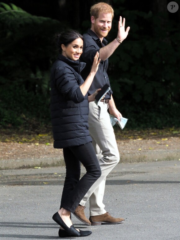 Le prince Harry et Meghan Markle visitent le site Redwoods Treewalk à Rotorua, Nouvelle Zélande le 31 octobre 2018.