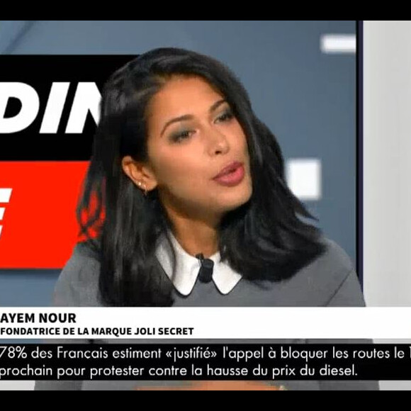 Ayem Nour invitée sur CNews, 20 novembre 2018