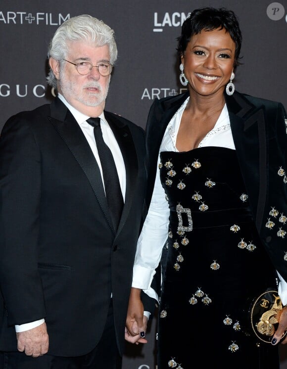 George Lucas et sa femme Mellody Hobson à la soirée LACMA Art + Film en l'honneur de Catherine Opie et Guillermo Del Toro présentée par Gucci à Los Angeles, le 3 novembre 2018