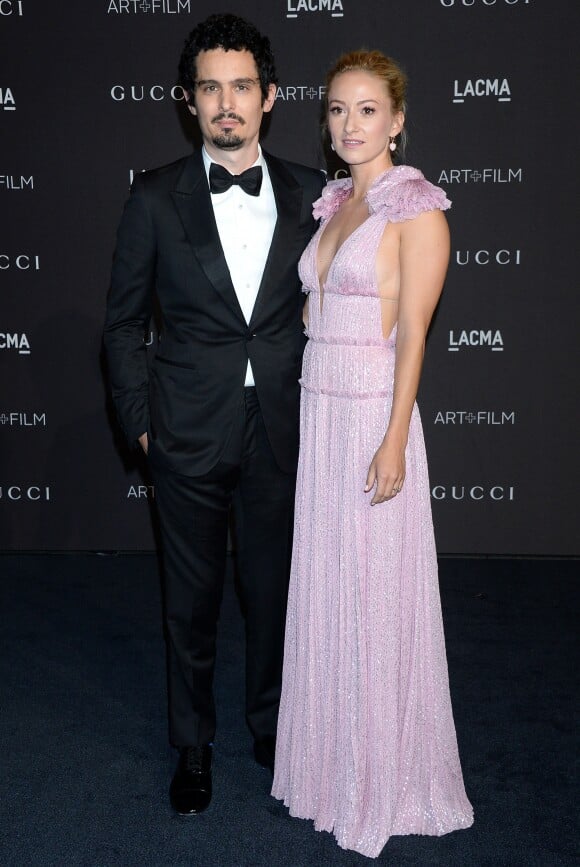 Damien Chazelle et sa femme Olivia Hamilton à la soirée LACMA Art + Film en l'honneur de Catherine Opie et Guillermo Del Toro présentée par Gucci à Los Angeles, le 3 novembre 2018