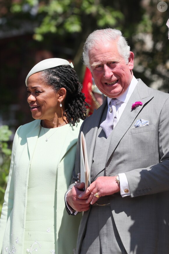 Doria Ragland et Le prince Charles, prince de Galles - Les invités à la sortie de la chapelle St. George au château de Windsor, Royaume Uni, le 19 mai 2018.