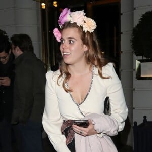 La princesse Beatrice d'York quittant la soirée privée Casamigos organisée au restaurant Isabel à Londres le 2 novembre 2018.