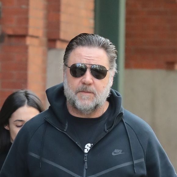 Russell Crowe à la sortie de son hôtel à New York, le 23 octobre 2018