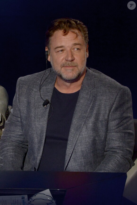 Russell Crowe sur le plateau de l'émission TV "Che tempo che fa" à Milan. Le 22 mai 2016