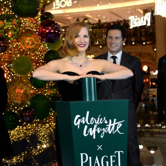Jessica Chastain - Inauguration du Grand Sapin de la Maison Piaget aux Galeries Lafayette Paris Haussmann. Paris, le 7 novembre 2018. © Veeren/Bestimage