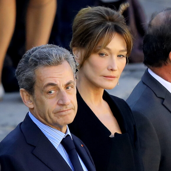 Nicolas Sarkozy, Carla Bruni Sarkozy - Arrivées à l'hommage national à Charles Aznavour à l'Hôtel des Invalides à Paris. Le 5 octobre 2018 © Jacovides-Moreau / Bestimage