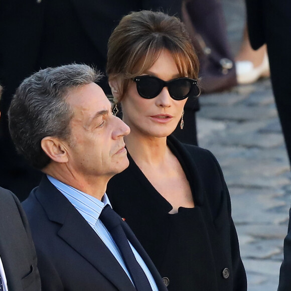 Nicolas Sarkozy, Carla Bruni Sarkozy - Arrivées à l'hommage national à Charles Aznavour à l'Hôtel des Invalides à Paris. Le 5 octobre 2018 © Jacovides-Moreau / Bestimage