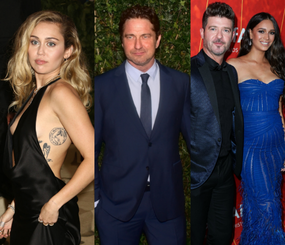 Miley Cyrus, Gerard Butler, Robin Thicke et sa compagne April Love Geary.