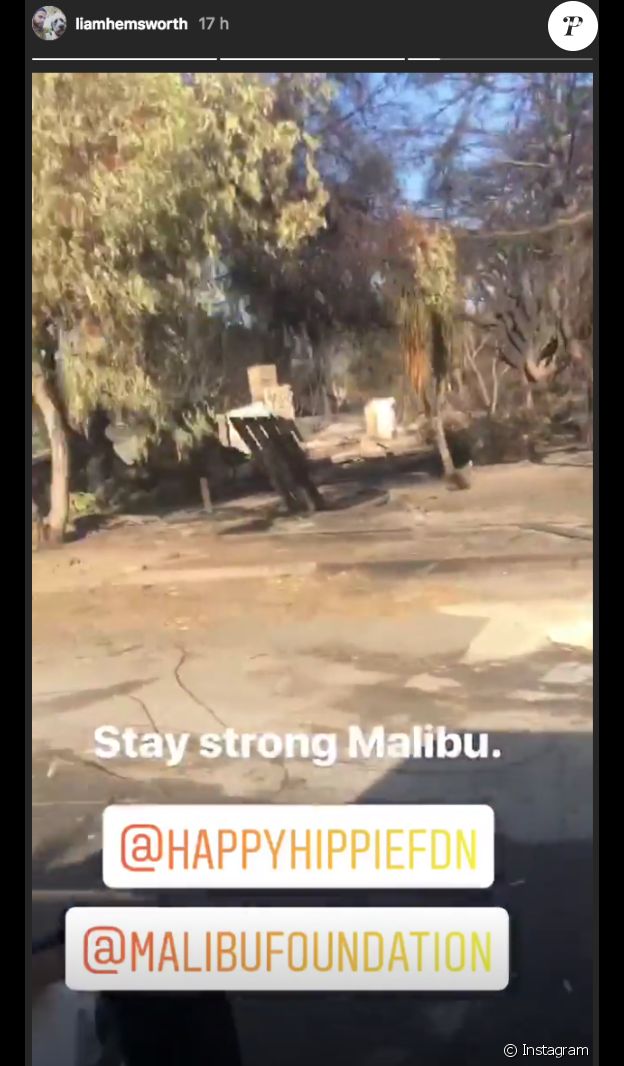 Liam Hemsworth lance un appel aux dons pour aider la population de Malibu en Californie suite aux incendies, le 13 novembre 2018