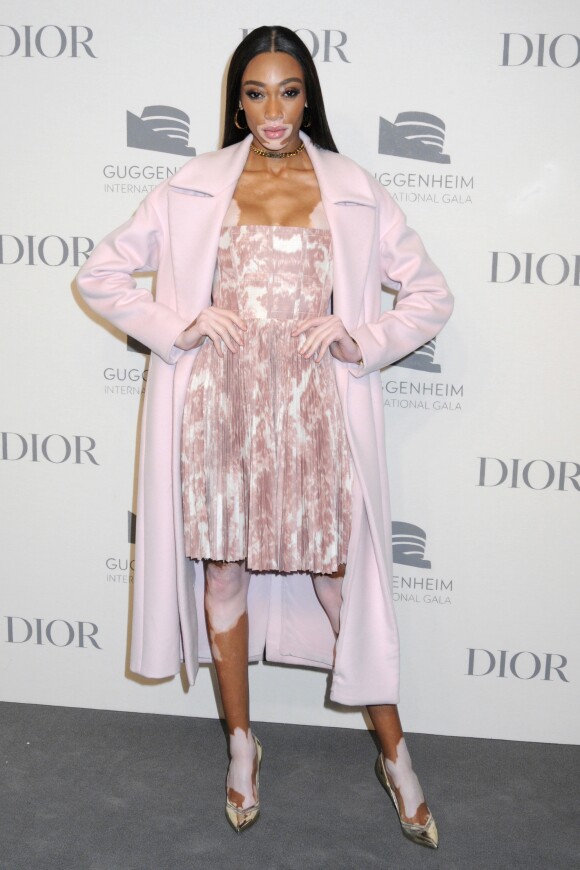 Winnie Harlow assiste à la soirée pré-Gala International Guggenheim rendu possible par Dior au musée Solomon R. Guggenheim. New York, le 14 novembre 2018.