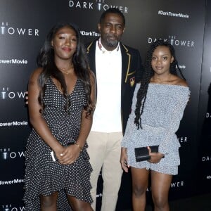 Idris Elba et sa fille Isan Elba (à gauche) à l'avant-première de ''La Tour sombre'' (Dark Tower) à New York, le 31 juillet 2017.