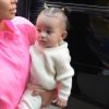 Kim Kardashian avec ses enfants Saint West et Chicago West - Kim Kardashian arrive avec ses enfants à la soirée SNL de son mari K. West & L. Pump à New York, le 29 septembre 2018.