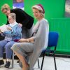 Brigitte Macron et la reine Mathilde de Belgique visitent La Maisonnée, un centre pour personnes souffrant de handicap mental, lors d'une visite d'état en Belgique. La reine Mathilde de Belgique et Brigitte Macron ont participé à un atelier de peinture ainsi qu'à un atelier "médias" où elles ont été interviewées. Belgique, Haut- Ittre, 20 novembre 2018.