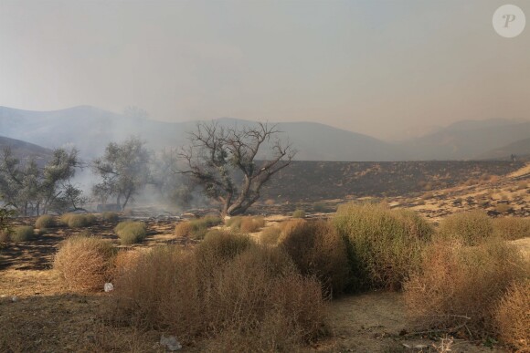 Illustration des incendies en Californie, à seulement un mile de la maison de la famille Kardashian à Calabasas le 9 novembre 2018.
