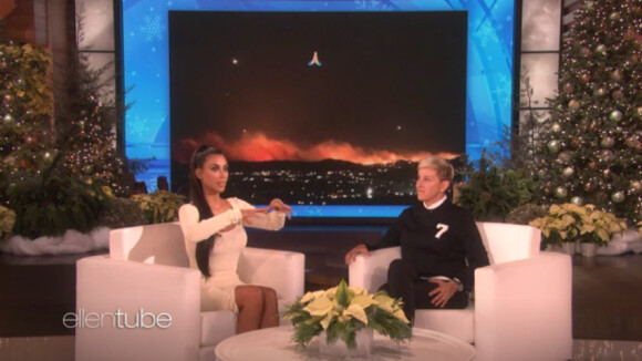 Kim Kardashian sur le plateau de l'émission d'Ellen DeGeneres le 21 novembre 2018